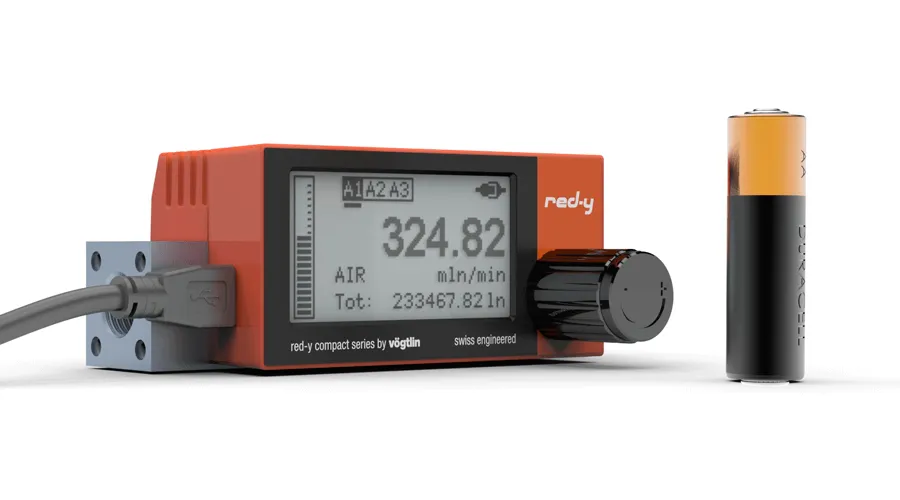 Batteriebetriebene digitale Massendurchflussmesser für Gase mit Touch Interface